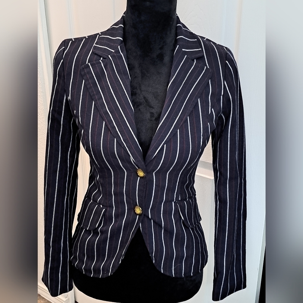 Twenty One Blue Blazer With Stripes Of Red & White     Size 5